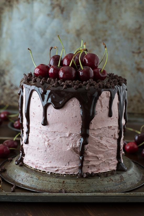 Fresh Cherry Cake Recipe with Chocolate Ganache