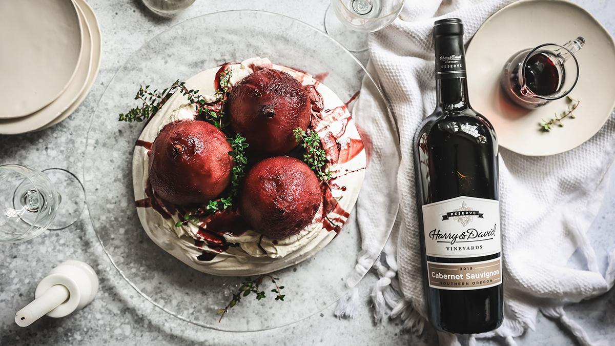 Mulled Wine Pear Pavlova