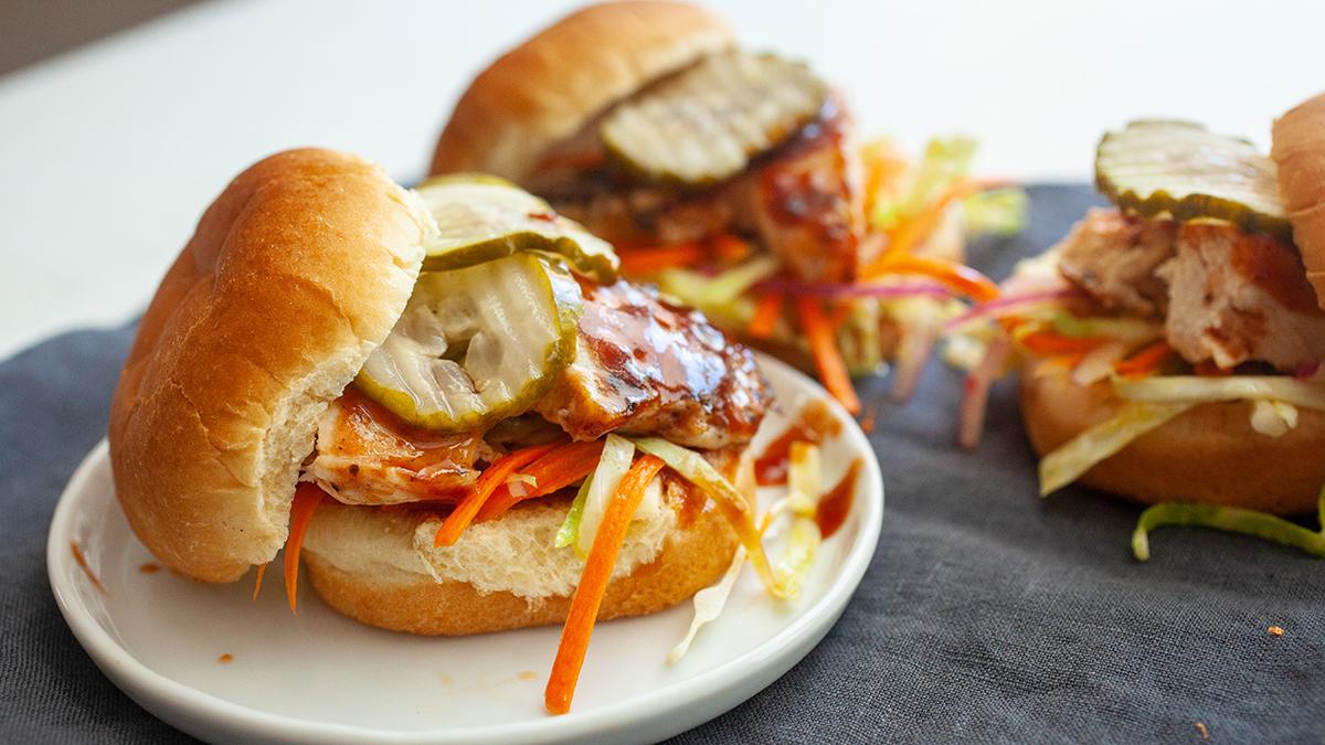 BBQ Chicken Sliders with Kentucky Bourbon BBQ Sauce