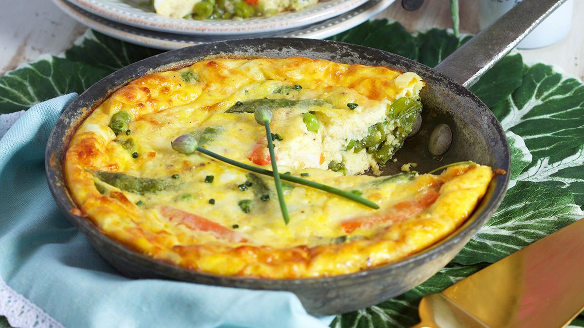 Cheesy Snap Pea & Bacon Frittata